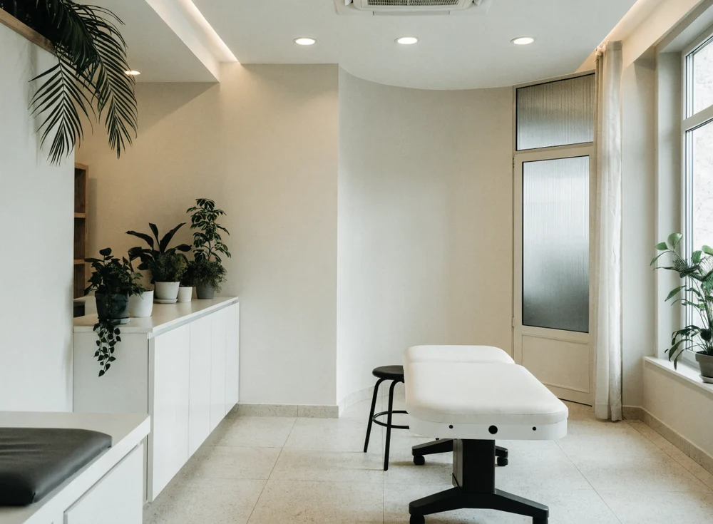 A bright, clean physiotherapy and wellness clinic interior