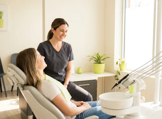 A Mississauga dental practice team welcoming a patient
