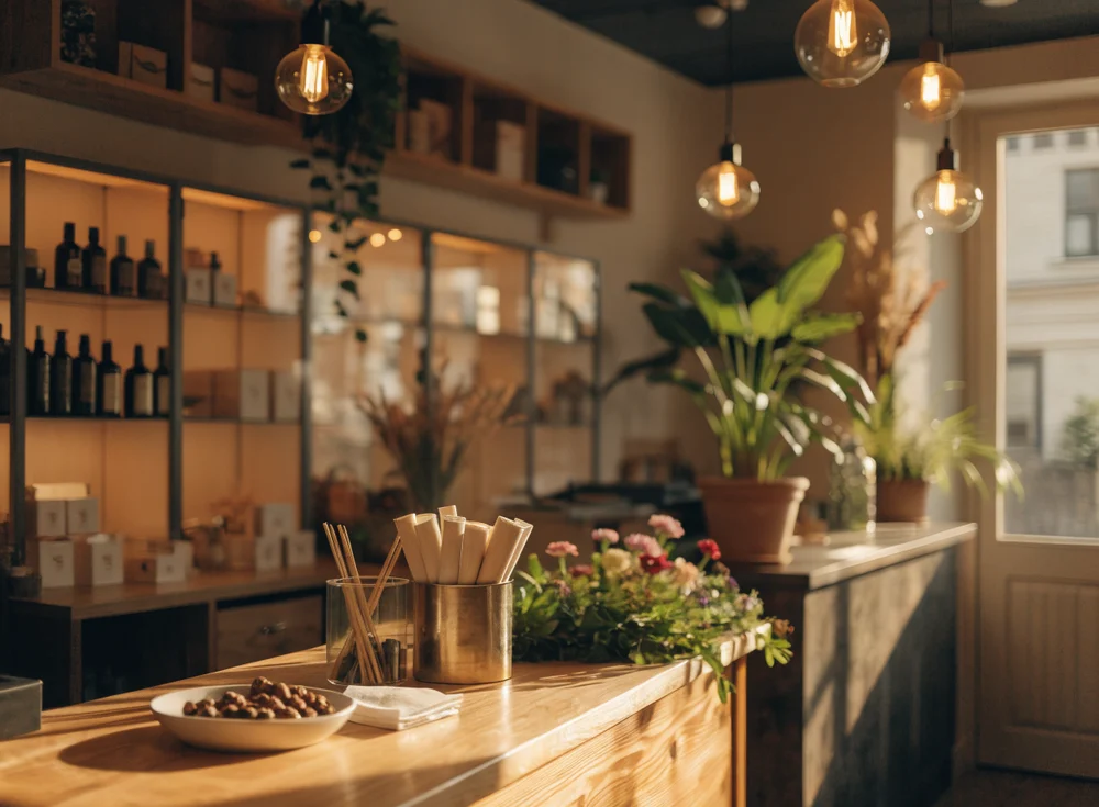 A cozy, welcoming small business interior